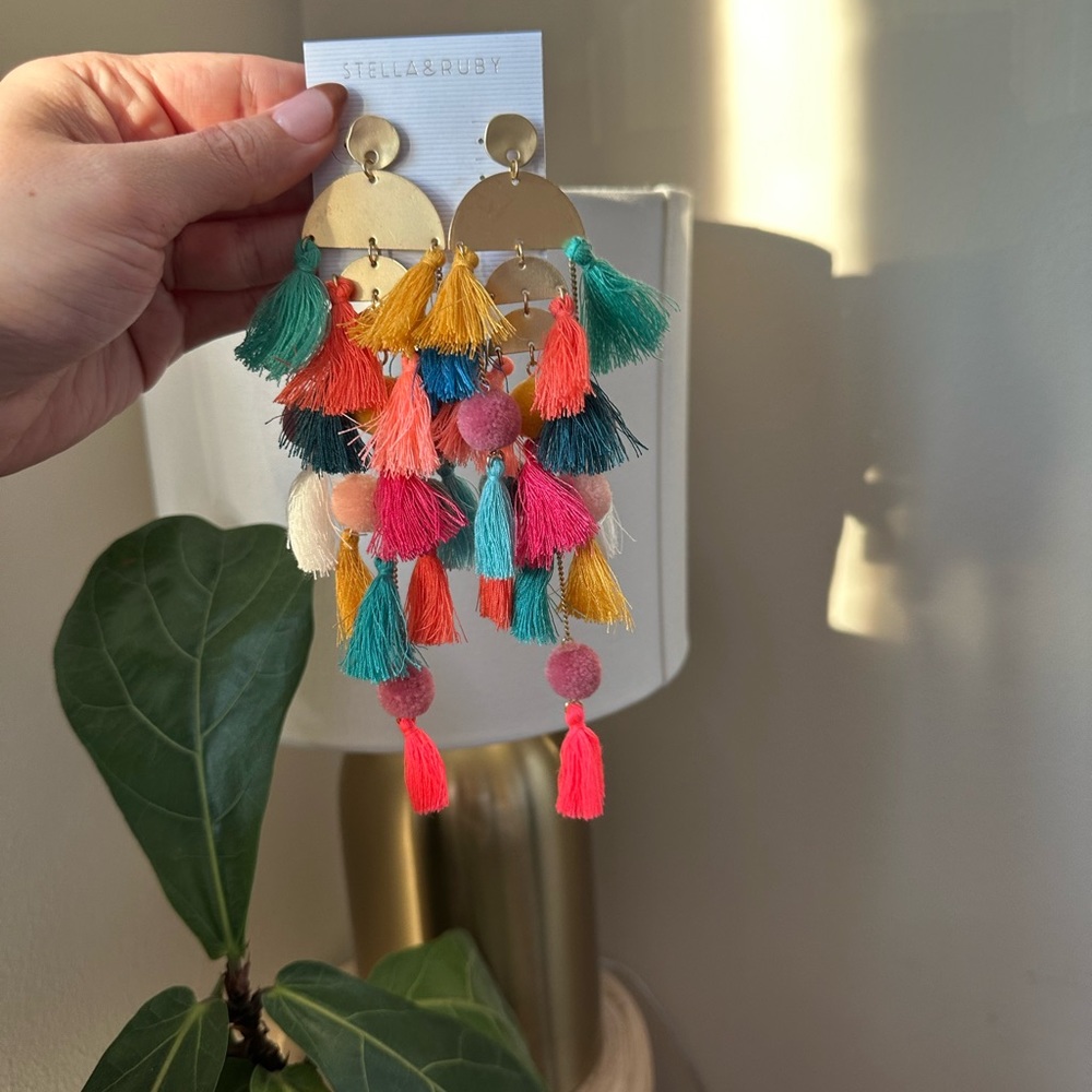 Stella + Ruby Multi Color Tassel Earrings